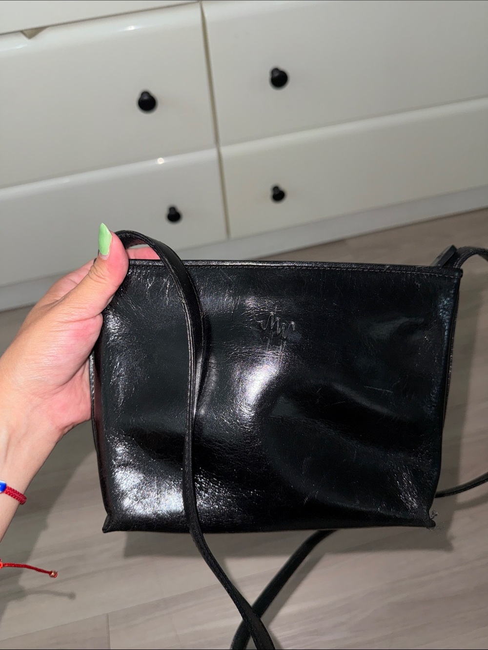 Monsac Black Leather Crossbody Bag - Picture 3 of 5